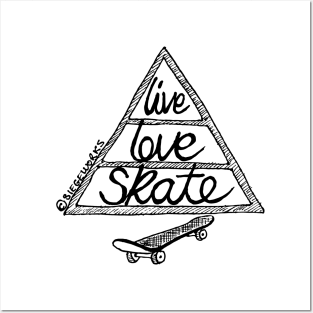 Live Love Skate (black) Posters and Art